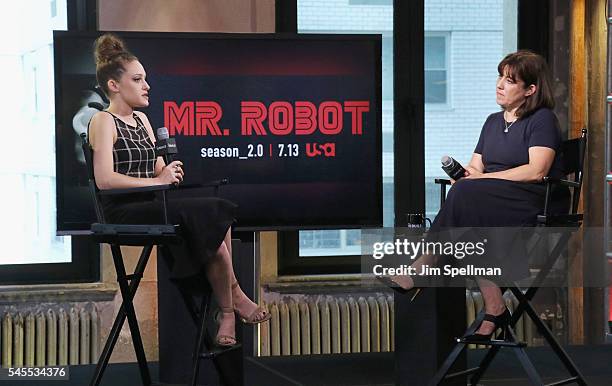 Actress Carly Chaikin and writer Donna Freydkin attend AOL Build Speaker Series Carly Chaikin, "Mr. Robot" at AOL Studios In New York on July 8, 2016...