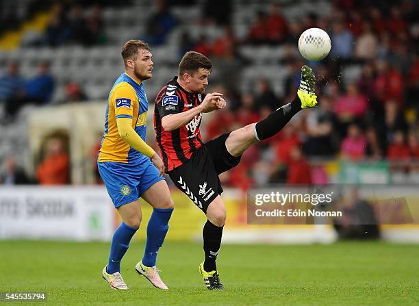 Dublin , Ireland - 8 July 2016; Dan Byrne of Bohemians in action against Ger Pender of Bray Wanderers during the SSE Airtricity League Premier...