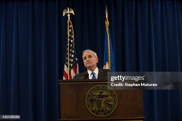 Minnesota Governor Mark Dayton speaks at a media briefing on the Philando Castile police shooting on July 8, 2016 in St. Paul, Minnesota. Dayton...