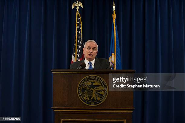 Minnesota Governor Mark Dayton speaks at a media briefing on the Philando Castile police shooting on July 8, 2016 in St. Paul, Minnesota. Dayton...