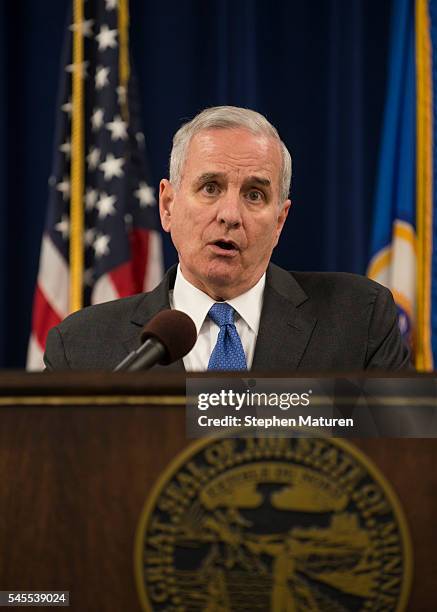 Minnesota Governor Mark Dayton speaks at a media briefing on the Philando Castile police shooting on July 8, 2016 in St. Paul, Minnesota. Dayton...