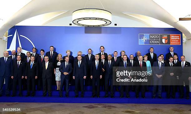Head of States and Governments with Polish President Andrzej Duda , NATO Secretary General Jens Stoltenberg , US President Barack Obama and President...