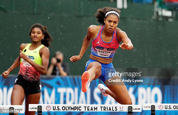 Kori Carter competes in the Women's 400 Meter Hurdles during the 2016 U.S. Olympic Track & Field Team Trials at Hayward Field on July 7, 2016 in...