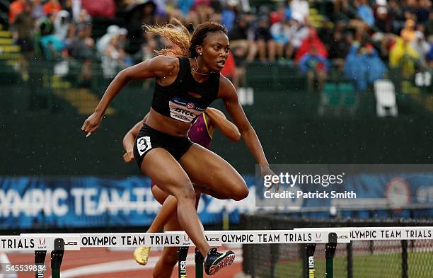 MacKenzie Hill competes in the Women's 400 Meter Hurdles during the 2016 U.S. Olympic Track & Field Team Trials at Hayward Field on July 7, 2016 in...