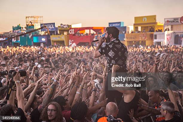 Yannis Philippakis from Foals performs at NOS Alive on July 8, 2016 in Lisboa CDP, Portugal.
