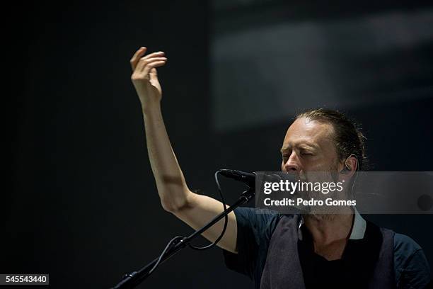 Thom Yorke of Radiohead performs on the main stage at NOS Alive festival on July 8, 2016 in Lisboa CDP, Portugal.