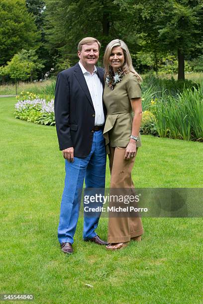 King Willem-Alexander and Queen Maxima of The Netherlands pose for pictures during the annual summer photo call at their residence Villa Eikenhorst...