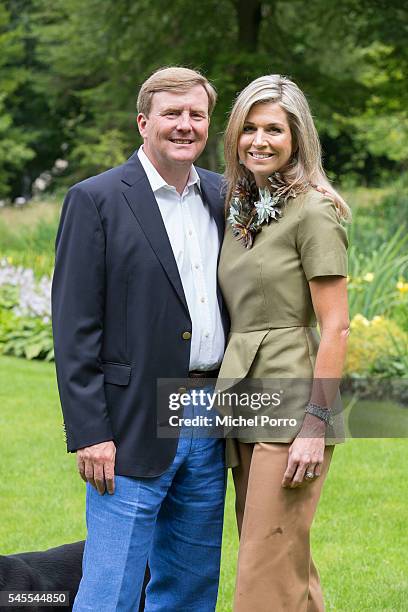 King Willem-Alexander and Queen Maxima of The Netherlands pose for pictures during the annual summer photo call at their residence Villa Eikenhorst...