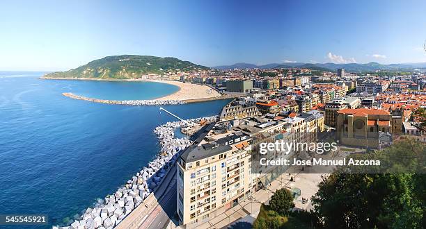 panoramic view of san sebastian - san sebastian spain stock pictures, royalty-free photos & images