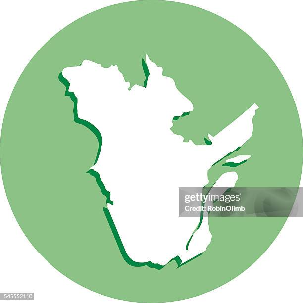 quebec round map icon - quebec map stock illustrations