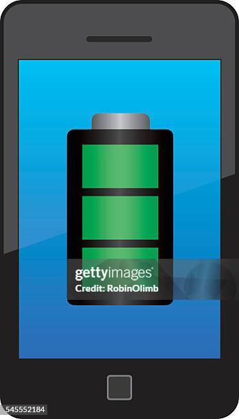 battery charging smart phone - computer blue screen stock illustrations