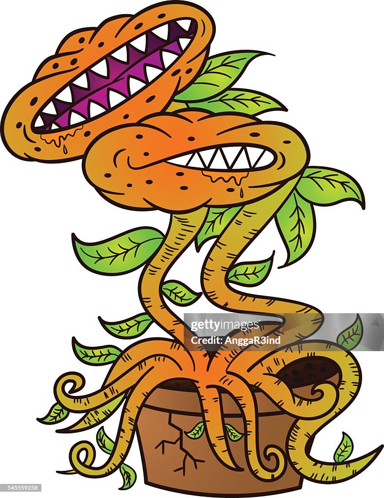 Venus Flytrap Plant Cartoon Illustration