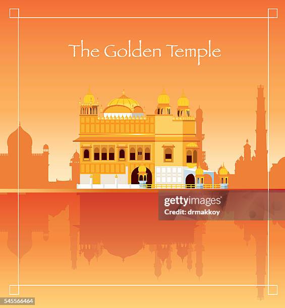 the golden temple - amritsar stock illustrations