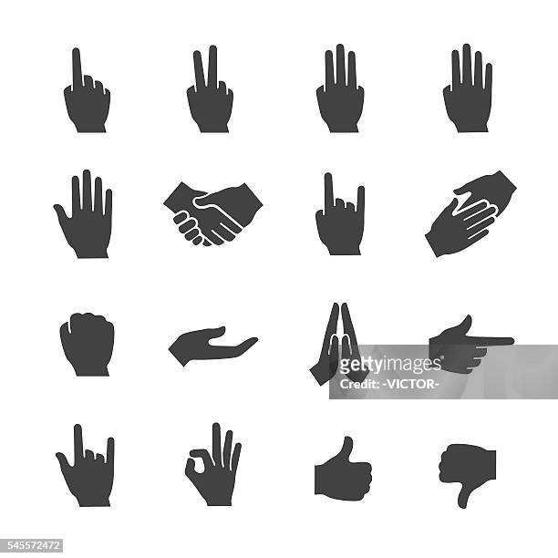 hand gestures icons set - acme series - stop gesture stock illustrations