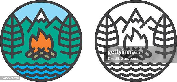 camping-symbol - ferienlager stock-grafiken, -clipart, -cartoons und -symbole