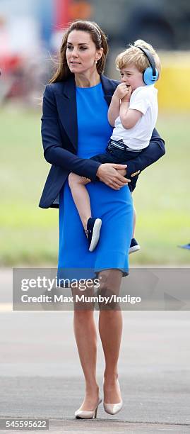 Catherine, Duchess of Cambridge and Prince George of Cambridge visit the Royal International Air Tattoo at RAF Fairford on July 8, 2016 in Fairford,...