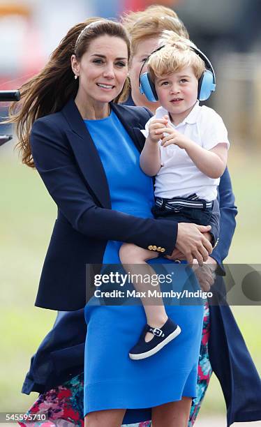 Catherine, Duchess of Cambridge and Prince George of Cambridge visit the Royal International Air Tattoo at RAF Fairford on July 8, 2016 in Fairford,...