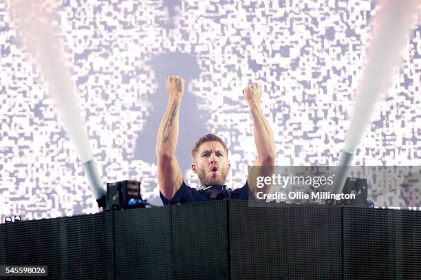 Calvin Harris performs onstage headlining Day 1 of Wireless Festival 2016 at Finsbury Park on July 8, 2016 in London, England.