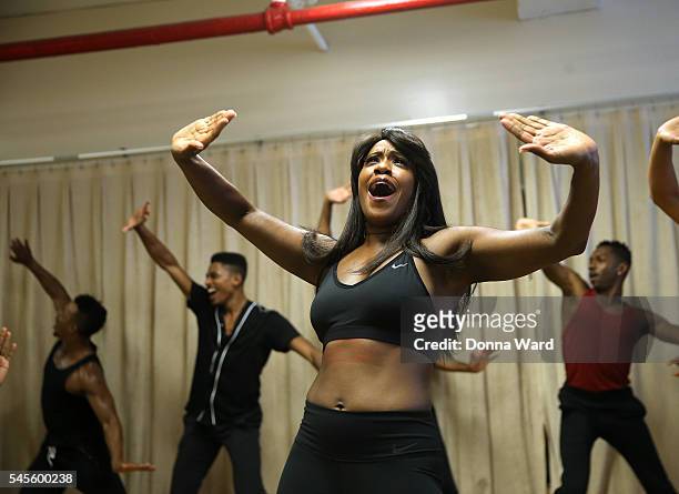 Chante Carmel and The Ensemble perform during the "Motown The Musical" On Broadway Rehearsals at Chelsea Studios on July 8, 2016 in New York City.