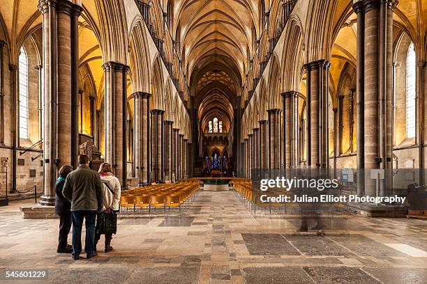 the nave of salisbury cathedral, england, uk - salisbury cathedral stock pictures, royalty-free photos & images