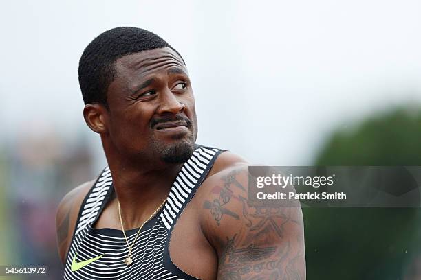 David Oliver competes in the first round of the Men's 110 Meter Hurdles during the 2016 U.S. Olympic Track & Field Team Trials at Hayward Field on...