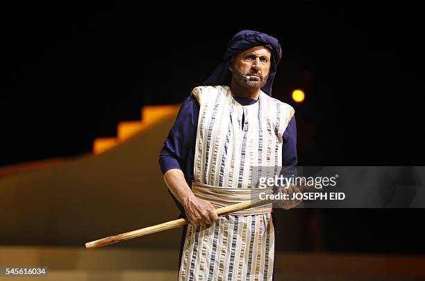 Lebanese actor Ghassan Saliba plays the part of Antar during the performance of "Antar and Abla" the first Lebanese opera in Arabic to be completed...
