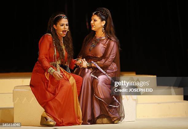 Actors perform "Antar and Abla" the first Lebanese opera in Arabic to be completed and performed in the region at the theatre of the Casino Du Liban...