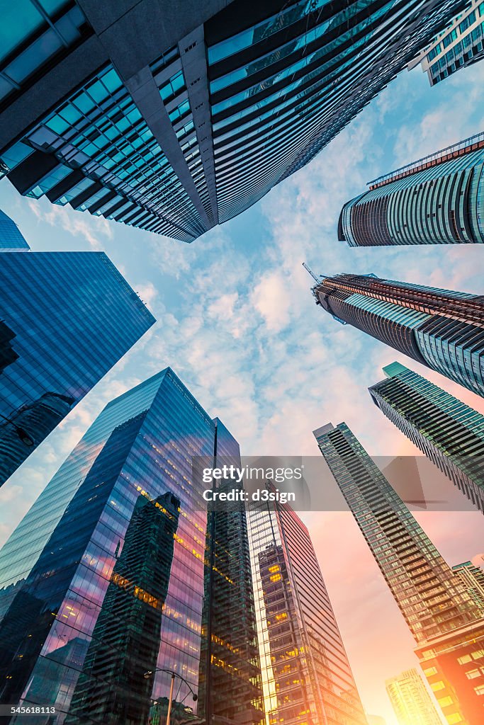 Low angle view of skyscrapers in Toronto downtown