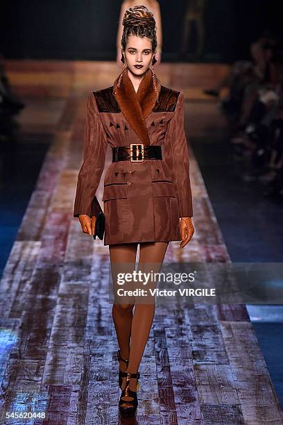 Pauline Hoarau walks the runway during the Jean Paul Gaultier Haute Couture Fall/Winter 2016-2017 show as part of Paris Fashion Week on July 6, 2016...