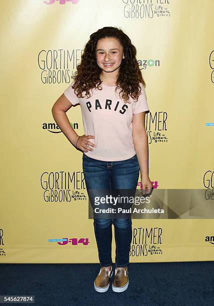 Actress Rebecca Bloom attends the celebration for Amazon's "Gortimer Gibbon's Live On Normal Street" season 2 at Racer's Edge Indoor Karting on July...