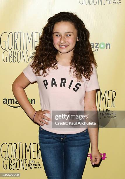 Actress Rebecca Bloom attends the celebration for Amazon's "Gortimer Gibbon's Live On Normal Street" season 2 at Racer's Edge Indoor Karting on July...