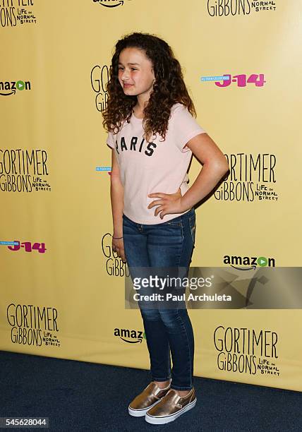 Actress Rebecca Bloom attends the celebration for Amazon's "Gortimer Gibbon's Live On Normal Street" season 2 at Racer's Edge Indoor Karting on July...