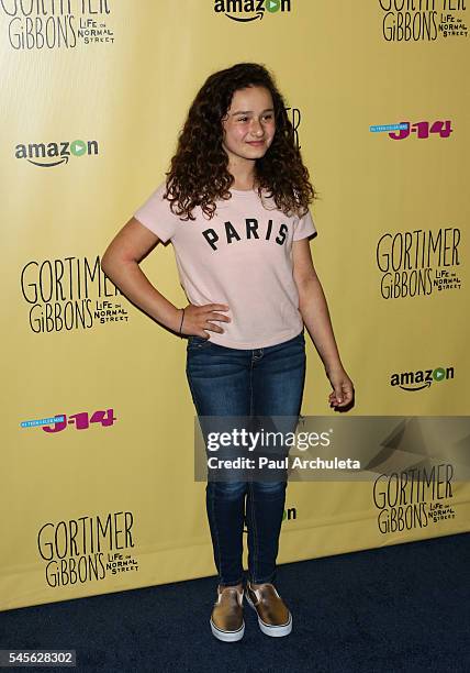 Actress Rebecca Bloom attends the celebration for Amazon's "Gortimer Gibbon's Live On Normal Street" season 2 at Racer's Edge Indoor Karting on July...