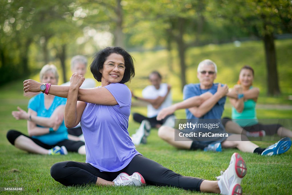 Leading a Senior Fitness Class at the Park