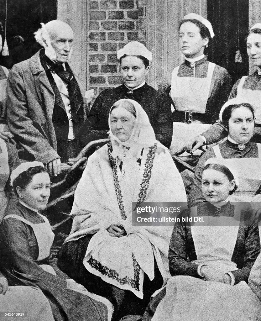 Nightingale, Florence - Nurse, Writer, UK - in a group of nurses at St. Thomas' Hospital in London - about 1890