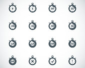 Vector black stopwatch icons set