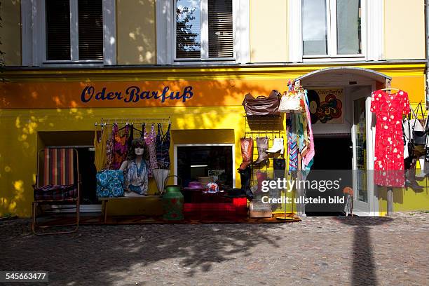 Federal Republic of Germany Berlin Prenzlauer Berg - second hand shop "Oder Barfuss" at Oderberger Strasse