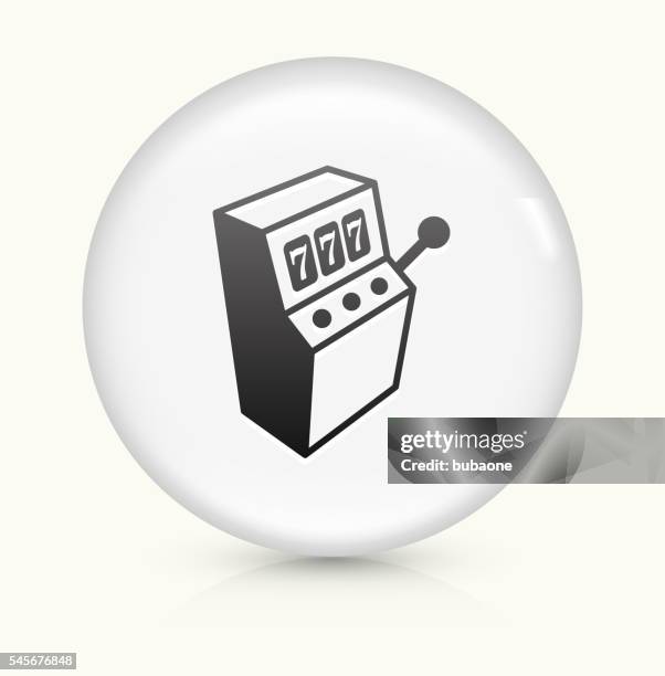 slot machine icon on white round vector button - slot machine on white stock illustrations