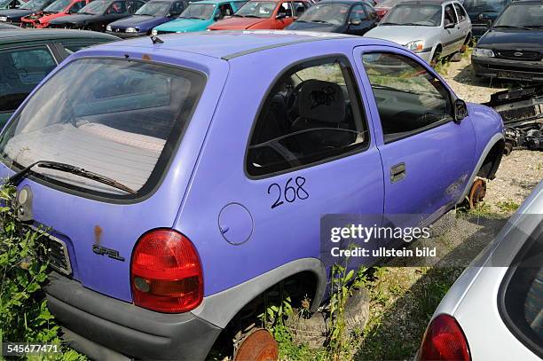 Opel Corsa car on the junk yard