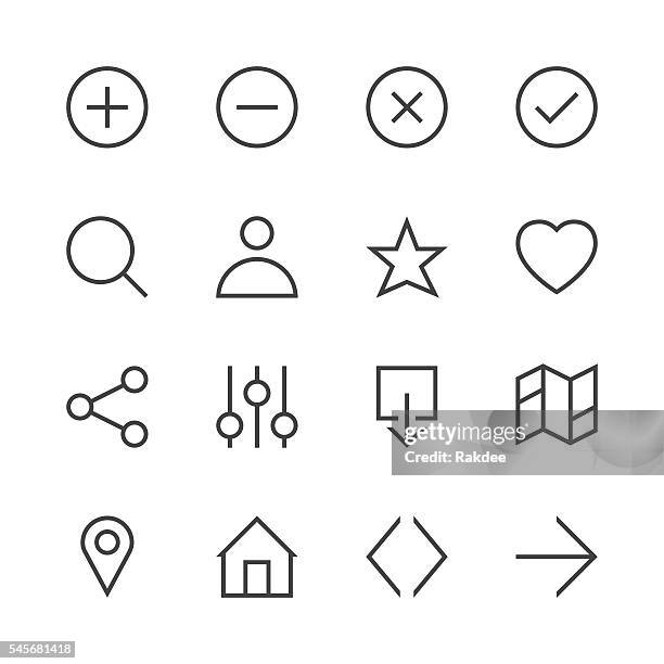 ilustrações de stock, clip art, desenhos animados e ícones de basic icon set 1 - line series - perto