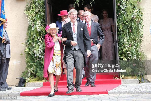 Helga von Adelsheim, grandmother of Cleopatra zu Oettingen-Spielberg during the wedding of hereditary Prince Franz-Albrecht zu Oettingen-Spielberg...
