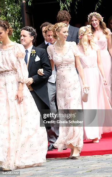 Graefin Beatrice Borromeo, wife of Pierre Casiraghi, and Alexander Graf Fugger-Babenhausen during the wedding of hereditary Prince Franz-Albrecht zu...