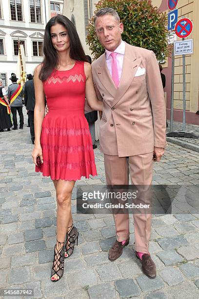Lapo Elkann and his girlfriend Shermine Shahrivar during the wedding of hereditary Prince Franz-Albrecht zu Oettingen-Spielberg and Cleopatra von...