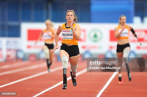 Marlou Van Rhijn of Netherlands on her way to victory in The 200m Women's T43/44 during Day Four of The European Athletics Championships at Olympic...