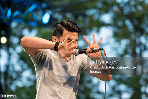 Australian comedian and actor Ronny Chieng performs at the 'Comedy Central presents: The Daily Show with Trevor Noah Stand-Up in the Park' show at...