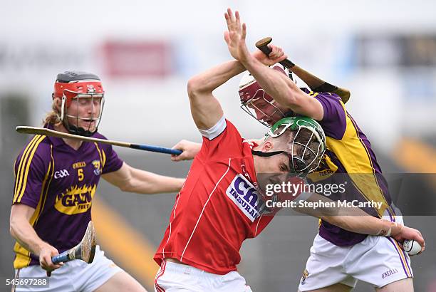 Tipperary , Ireland - 9 July 2016; Alan Cadogan of Cork in action against James Breen, right, and Diarmuid OKeeffe of Wexford during the GAA Hurling...