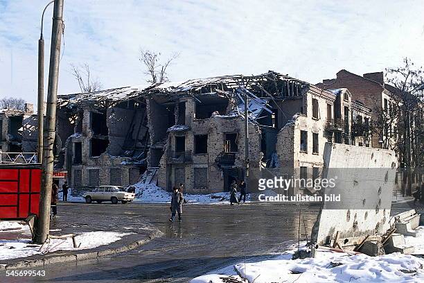 Zerstörte Häuser in Grosny- 1996
