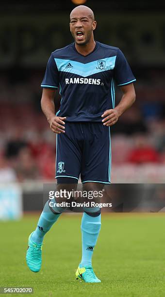Alex Baptiste of Middlesbrough looks on during the pre season friendly match between York City and Middlesbrough at Bootham Crescent on July 9, 2016...