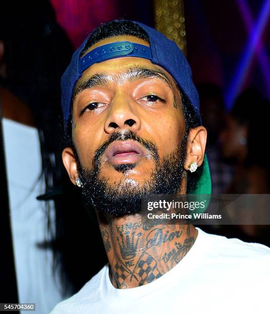 Nipsey Hussle attends The Eritrean soccer Tournament after party at Medusa on July 9, 2016 in Atlanta, Georgia.