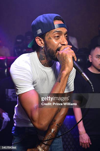 Nipsey Hussle attends The Eritrean soccer Tournament after party at Medusa on July 9, 2016 in Atlanta, Georgia.